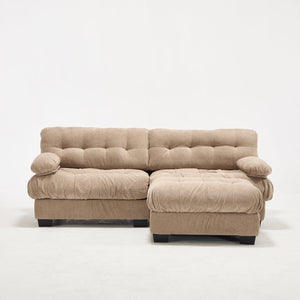 English Elm Modular Cloud Sectional with Ottoman Deep Seat Flannelette Sofa for Living Room Light Brown W2120S00022
