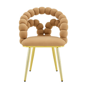 English Elm Modern Velvet Bubble Back Dining Accent Chair Set Glam Sculpted Upholstered Seating Brown,Gold W3875P446131