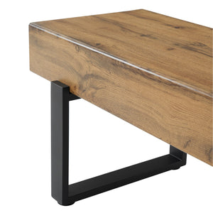 English Elm Upholstered Bench with Thick 5.5" MDF Top, Heavy-Duty Metal Legs, 550LB Capacity, Versatile Seating Natural Wood Wash N752P374152N