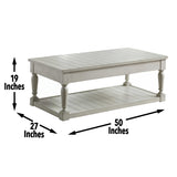 Steve Silver Lift-Top Coffee Table - White Wood, Alabaster Finish - 27.25 x 50.00 x 18.00