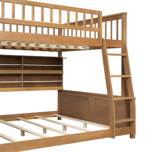 English Elm Full Xl Over Queen Bunk Bed Pinewood Frame with Led Lights Shelving Pegboard Brown LT000279AAP