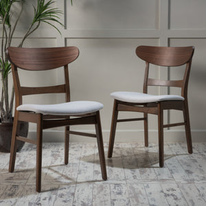 English Elm [video] Rubberwood Dining Chairs Set of 2 Upholstered Mid-century Seats for Modern Homes Light Beige 58915.00WNT