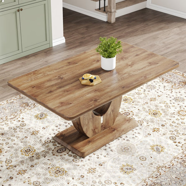 English Elm Modern Wood Grain Mdf Dining Table with Steel Accent Legs for Kitchen or Office W1512S00193