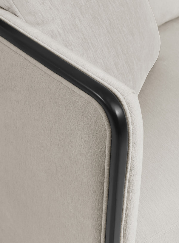 English Elm Contemporary Swivel Chair with Curved Backrest and Metal Legs, Blue Fabric, Contrast Welt Accent taupe 41 L x 42 W x 36 H B2741P396708