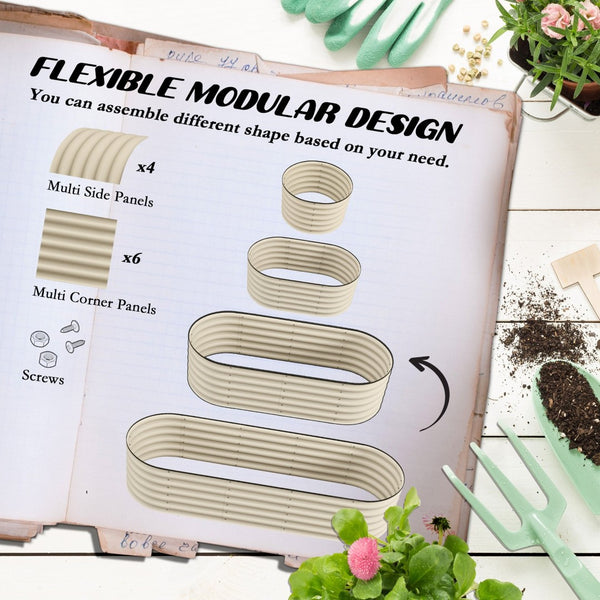 English Elm Outsunny Galvanized Raised Garden Bed Kit 6.5' X 2' For Easy Diy Planting Of Flowers & Vegetables W2225P200929-GIGA