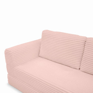 English Elm 2-in-1 Corduroy Futon Loveseat Sleeper Modular Floor Couch for Studio Living Rooms Pink W1117P415717