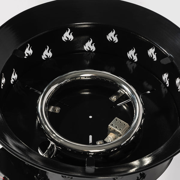 English Elm 19" Portable Propane Fire Pit 50000 BTU Stainless Burner Lava Rocks Electronic Ignition Black W853P202205