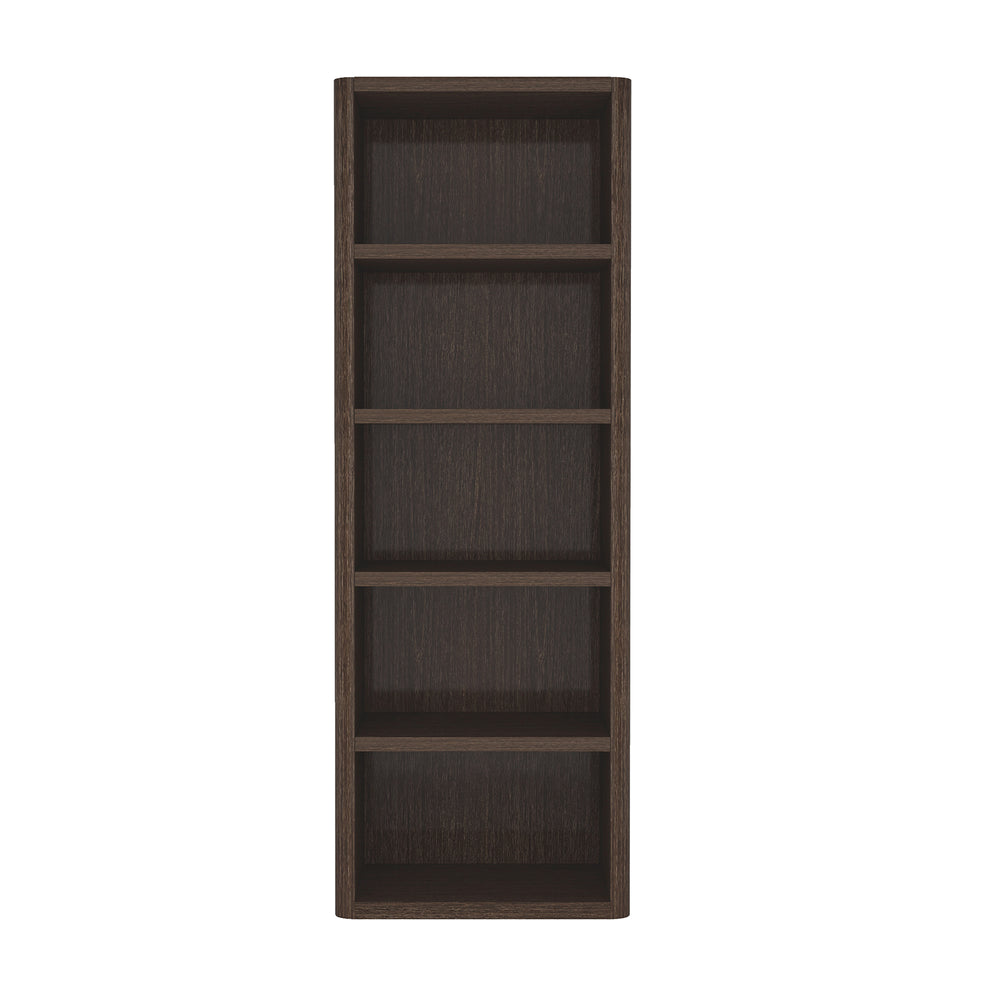 English Elm Rivington 28" Open Bookcase Dark Walnut — 5-Tier Adjustable Shelves, Modern Wood Grain Storage B365P398312
