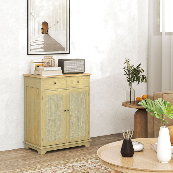 English Elm Homcom Sideboard With Rubberwood Countertop, Versatile Modern Kitchen Storage & Coffee Bar Cabinet W2225P217716