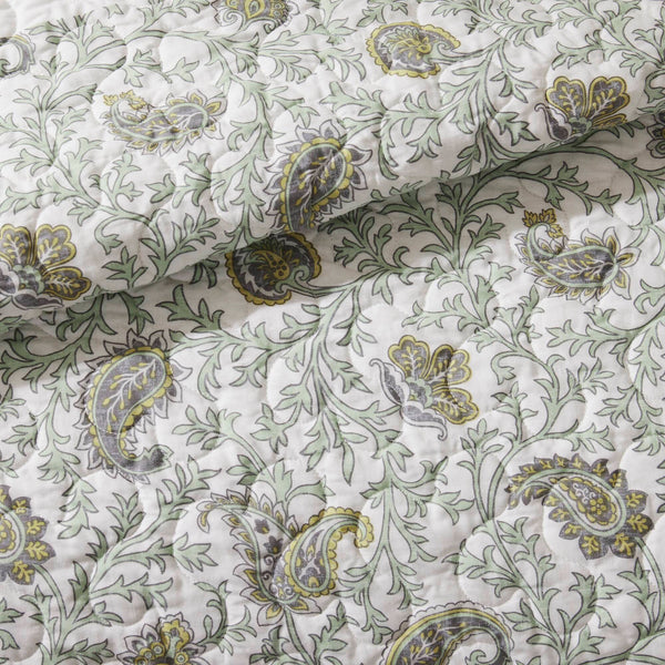 English Elm 6 Cotton Percale Quilt Set Full/Queen with 3 Decorative Pillows Breathable Printed Cotton Blend Comfort Sage Green 22.83 L x 17.72 W x 7.87 H B035P294113