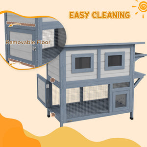 English Elm PawHut Extendable Outdoor Cat Tunnel 79" Wooden Catio Run with Weatherproof Mesh, Multi-Entry LIGHT GREY W2225P200727