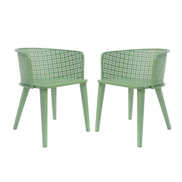 English Elm Christopher Knight Home® - Milan Outdoor Dining Chair Set of 2 — Rust-Resistant Iron Patio Chairs with Durable Weatherproof Design Green N775P229940G