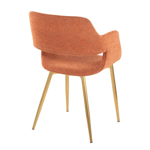 English Elm Margarite Contemporary Dining/Accent Chairs Set Of 2 - Gold Metal & Orange Fabric, Chic Comfort! B202S01264