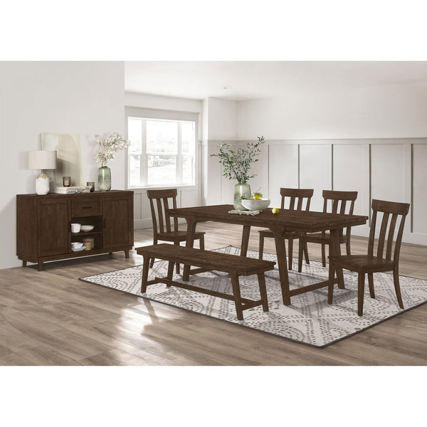 English Elm McCall Brown Oak 2-Door Server with Drawer, Rustic Farmhouse Sideboard 59" Wide, Felt-Lined Top B062P358301
