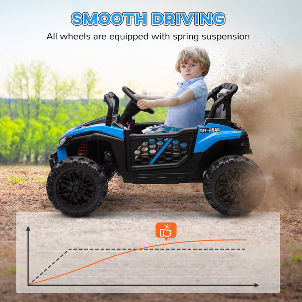 English Elm Qaba 12v Dual Motor Kids Ride on Utv Off Road Electric Car with Remote Control Blue W2225P249882