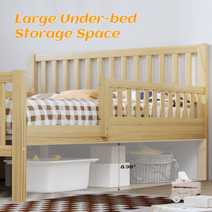 English Elm Twin Pine Platform Bed with Guardrails and Under Storage Drawers for Small Rooms N733P172700M
