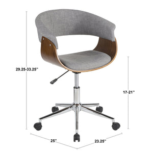 English Elm Task Chair with Chrome Five Star Base Grey Fabric Seat for Modern Home Office Use B202P474198