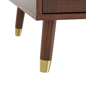 English Elm 3-in-1 Vanity Desk with LED Flip Mirror, Compact Makeup/Dressing Table with Storage Drawers & Stool Walnut N844P291656W