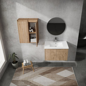 English Elm 30" Wall-Mounted Bathroom Vanity With Sink & Side Cabinets - Stylish, Space-Saving Design & Storage W999S00222