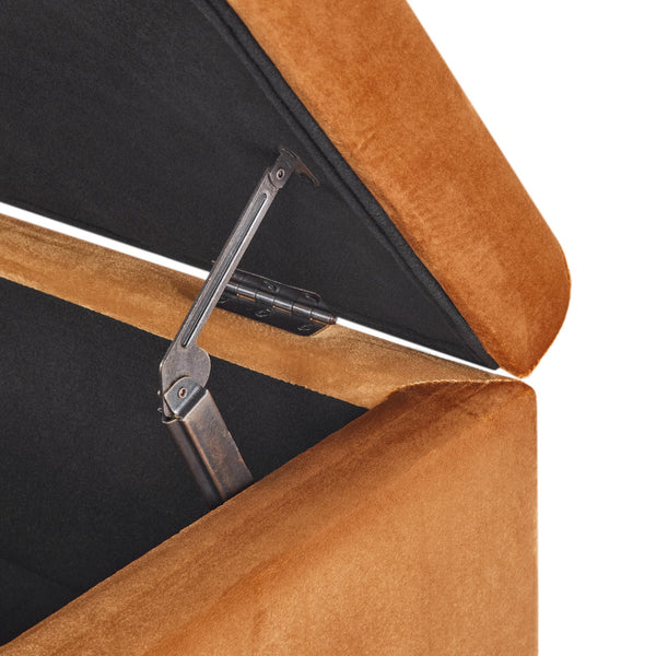 English Elm Christopher Knight Home® - Storage Ottoman with Velvet Upholstery and Birch Legs — 50.5" Rectangular Bench with Hidden Storage, Multiroom Use Burnt Orange N778P185125A