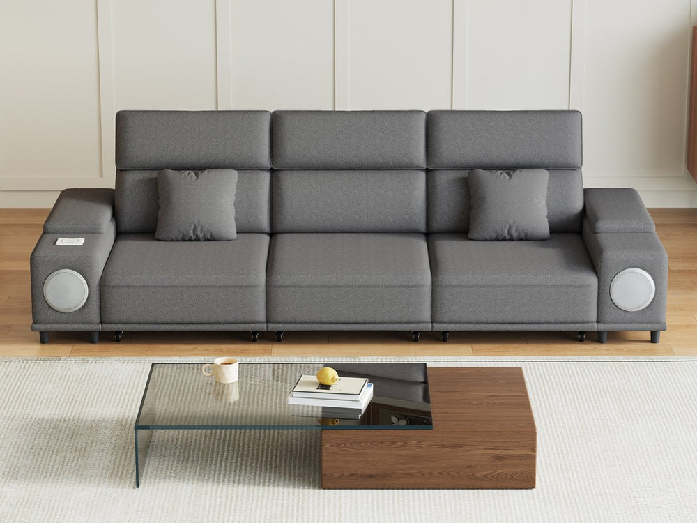 English Elm 3-seater Power Reclining Sofa with Bluetooth Speakers Wireless Charging Usb Living Room W3795S00015