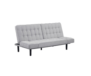English Elm Light Gray Futon Sofa With Biscuit Tufting - Stylish Convertible Couch With Adjustable Arm Rests B2741P314791