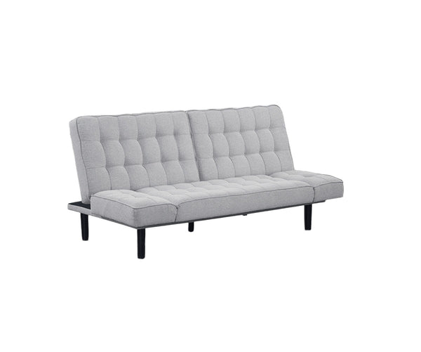 English Elm Light Gray Futon Sofa With Biscuit Tufting - Stylish Convertible Couch With Adjustable Arm Rests B2741P314791