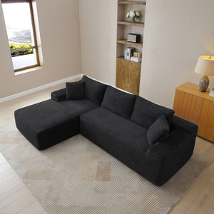 English Elm 105'' Modular Cloud Sectional in Corduroy Deep Seat L-shape Sofa for Living Room W1117S00382