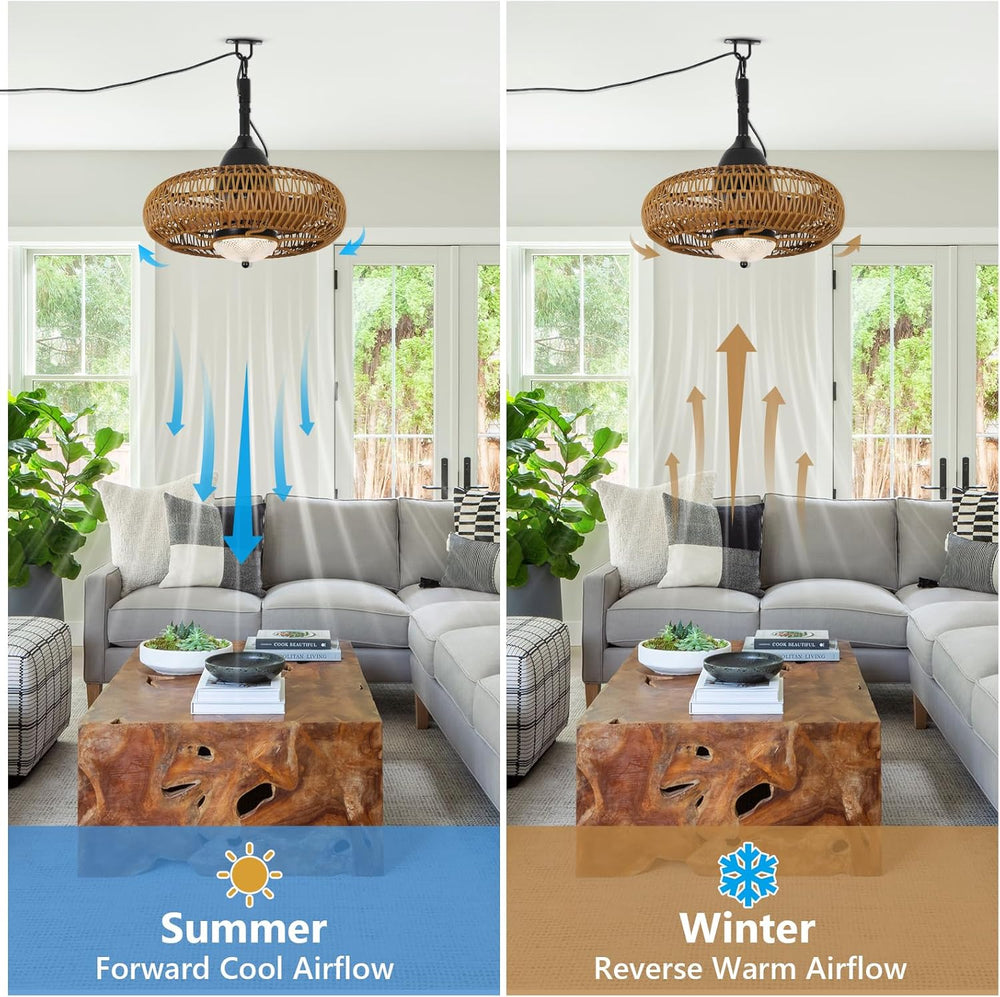 English Elm Waterproof Outdoor Ceiling Fan with Lights Remote Control, Brown Iron+Plastic, Dimmable LED, 6-Speed W2738P242334