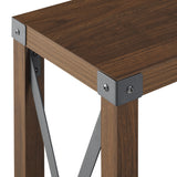 English Elm Walker Edison - Modern Farmhouse Metal-X Entry Table With Lower Shelf - Dark Walnut