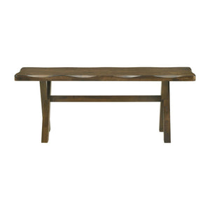 English Elm 47-inch Solid Rubberwood Dining Bench in Knotty Nutmeg Finish, Trestle Base, Contoured Seat for Rustic Charm and Space-Saving Storage B016P369238