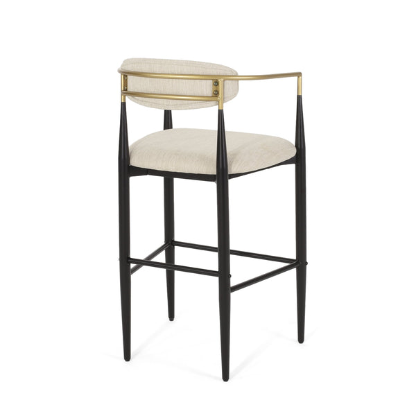 English Elm Christopher Knight Home® - Barstools Set Of 2 – Modern Upholstered Stools With Back Support & Durable Iron Legs For Kitchen Use N779P248198B