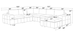 English Elm Large Square Arm Leather Match Modular Sectional for Spacious Living Rooms Ginger B2748S00131