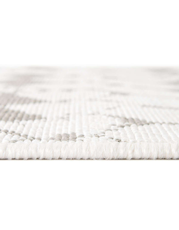 Unique Loom Outdoor Trellis Cardak Machine Made Geometric Rug Ivory and Gray, Gray 7' 10" x 7' 10"