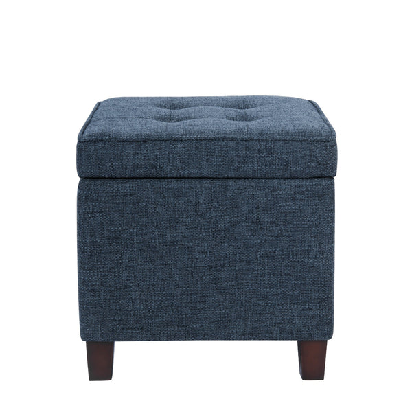 English Elm Soa Woven Fabric Cube Ottoman with Tray Lid and Hidden Storage for Living Rooms B056P416973