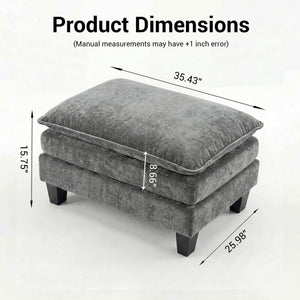 English Elm Modern Chenille Three Seat Sofa with Ottoman Usb Charging Ports and Storage Pockets Dark Grey W2519S00003