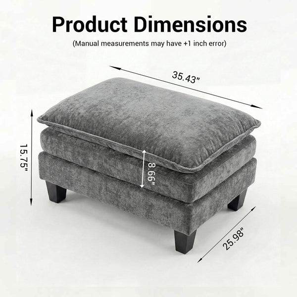 English Elm Modern Chenille Three Seat Sofa with Ottoman Usb Charging Ports and Storage Pockets Dark Grey W2519S00003