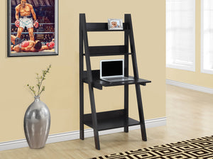 English Elm Computer Leaning Desk with Shelves 61" High – Taupe Brown Wood-Look Ladder Workstation, Storage-Friendly, Wall-Mountable Espresso 39 L x 20 W x 8 H B2710P219593
