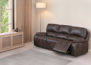 English Elm 1pc Power Reclining Sofa Leather Like Upholstery Usb Charging Modern Living Room B011S02328