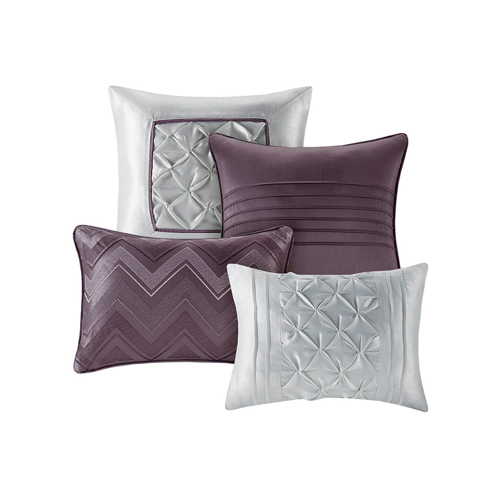JLA Home Madison Park Essentials - 24 Madison Park Essentials Joella 24-piece Room in a Bag Tufted Comforter Set with Sheets, Panels, Pillows Plum MPE10-699