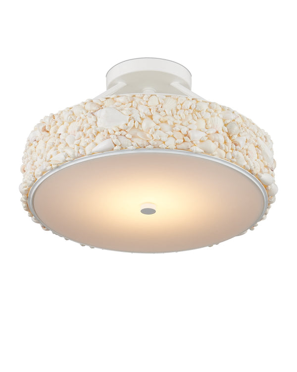 Currey & Company Turbinella Semi-flush Mount Light Fixture - Coastal Seashell Design With Led Diffuser For Ambient Glow Ivory Shells ,Wrought Iron ,Acrylic 9000-1324-currey-company