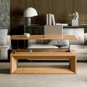 English Elm 43.3'' Wood Veneer Lift Top Coffee Table with Hidden Storage for Living Room Natural Wood W1435P453251