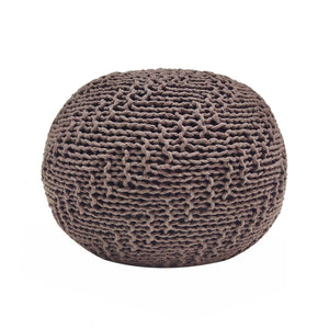 English Elm Christopher Knight Home® - HAZEL Pouf Modern Knit Weave Fabric Ottoman Stool — Textured Round Accent Seat, 20" x 14" Sized Light Brown 60495.00BEI