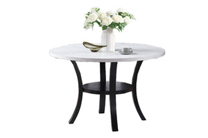 English Elm Modern Round 5pc Dining Set with Curved Legs and Lower Shelf — Seats Four, Stylish Durable Design Black,Fog,White 20 L x 40 W x 14 H B011S01726