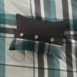 English Elm 7 Pcs Twin Xl Teal And Black Plaid Comforter Set - Soft Microfiber Bedding With Sheets & Pillow B035P319865