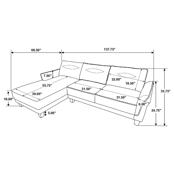 English Elm Granholm Teddy Bear Fabric Sectional Sofa with Curved Arms and Tapered Wood Legs B062S01454