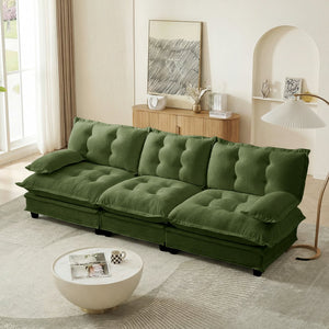 English Elm 107" Modular Cloud Sectional Sofa Deep Seat Chenille Upholstered Living Room Couch Green W714S01728