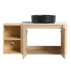 English Elm 42'' Wall-Mounted Bathroom Vanity With Ceramic Sink, Soft-Close Doors & Spacious Storage Solution W999S00474