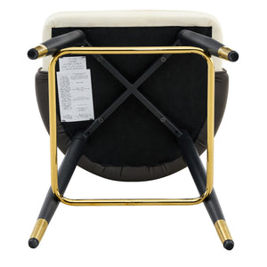 English Elm Set of 2 Pu Leather Barstools with Gold Footrest Curved Back for Kitchen Island Dark Gray,White+Black W1151P383772