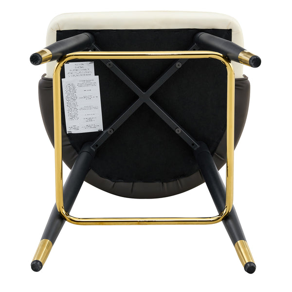 English Elm Set of 2 Pu Leather Barstools with Gold Footrest Curved Back for Kitchen Island Dark Gray,White+Black W1151P383772